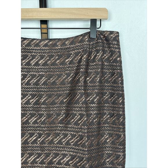 Peruvian Connection Pencil Skirt Women's 10 Brown Black Woven Timeless Textured - Picture 2 of 13